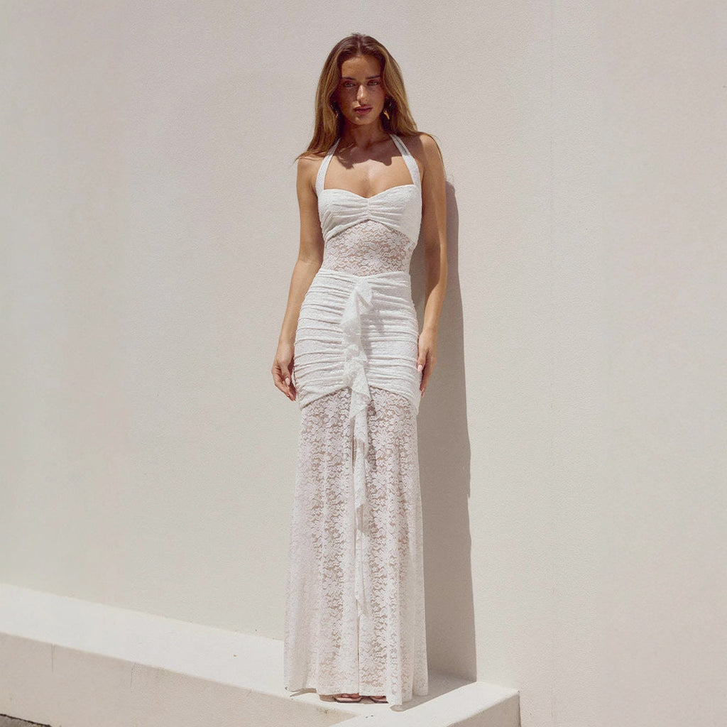 New Fashionable Off-Shoulder Slimming Lace Dress