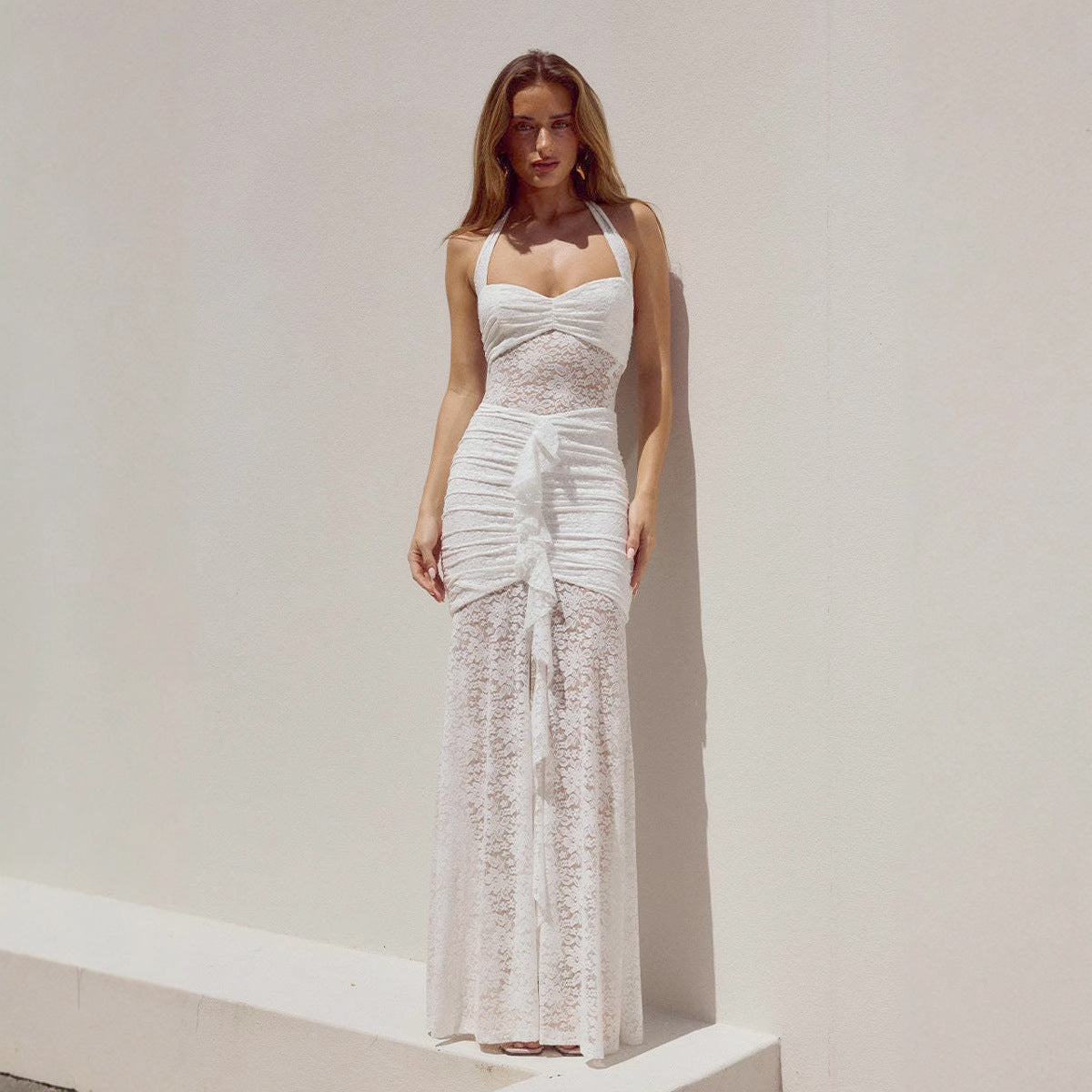 New Fashionable Off-Shoulder Slimming Lace Dress