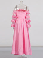 Flowering Girl Women petals strapless tulle maxi dress in pink