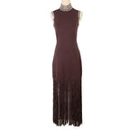 Lara Brown Fringe Knit Embellished Sleevless Midi Dress