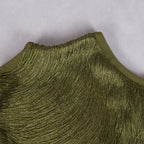 Flowering Girl Women Sleeveless Turtleneck Tassel Paneled Top And Satin Skirt Set In Green