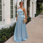 Flowering Girl Women Halter Satin Flowy Maxi Dress