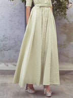 Green Striped Belted Shirt Maxi Dress