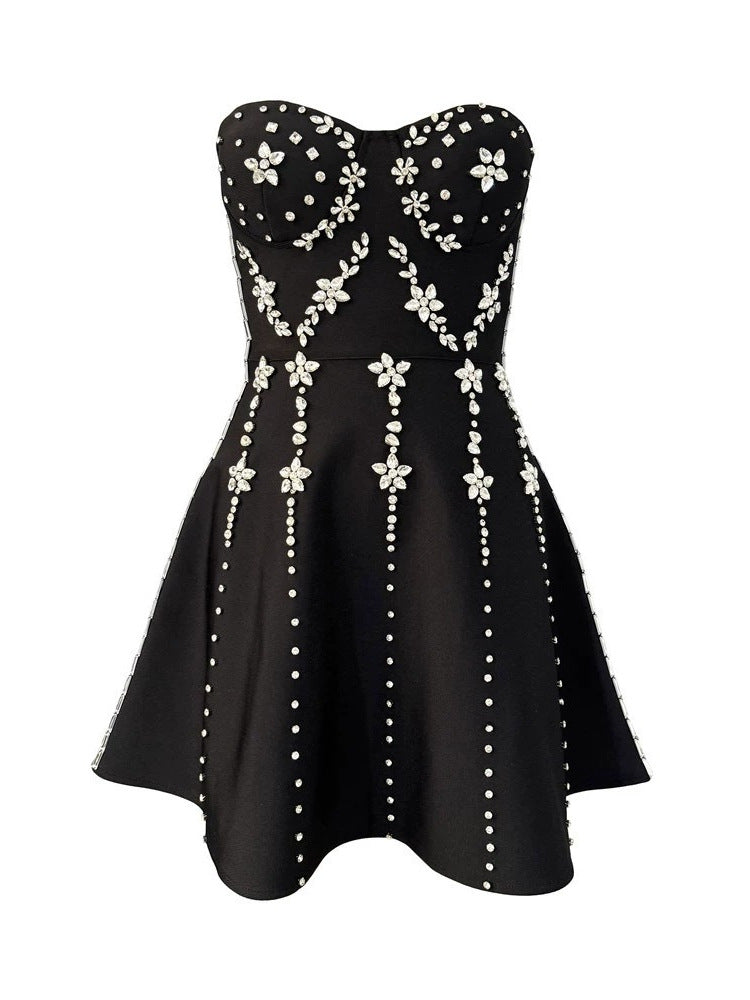 Flowering Girl Women Julie Strapless Diamond Bandage Mini Dress