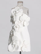 Flowering Girl Women Emily Flower Halter Neck Mini Dress In White