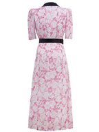 Pink Floral Printed Midi Dress