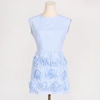 Flowering Girl Women xaviera rose applique mini dress in blue