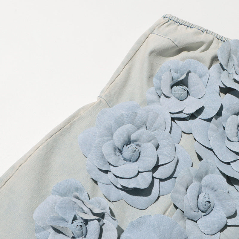 Flowering Girl Women Berlin Floral Denim Jumpsuit in Light Wash