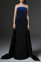 Flowering Girl Women beaded diamond blue diamond bandeau dress