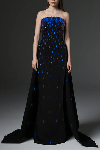 beaded diamond blue diamond bandeau dress