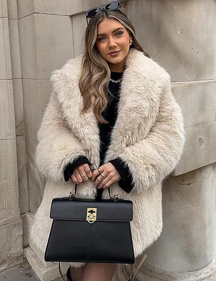 Flowering Girl Women Lily Faux Fur Fur Jacket Mid-length Warm Coat