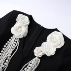 Flowering Girl Women alisa pearl flower embellished bandage mini dress in black