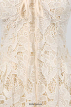 Lace hollow Sleeveless Mini Dress in yellow