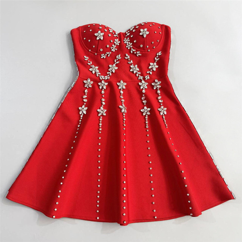Flowering Girl Women Julie Strapless Diamond Bandage Mini Dress