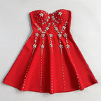 Flowering Girl Women Julie Strapless Diamond Bandage Mini Dress
