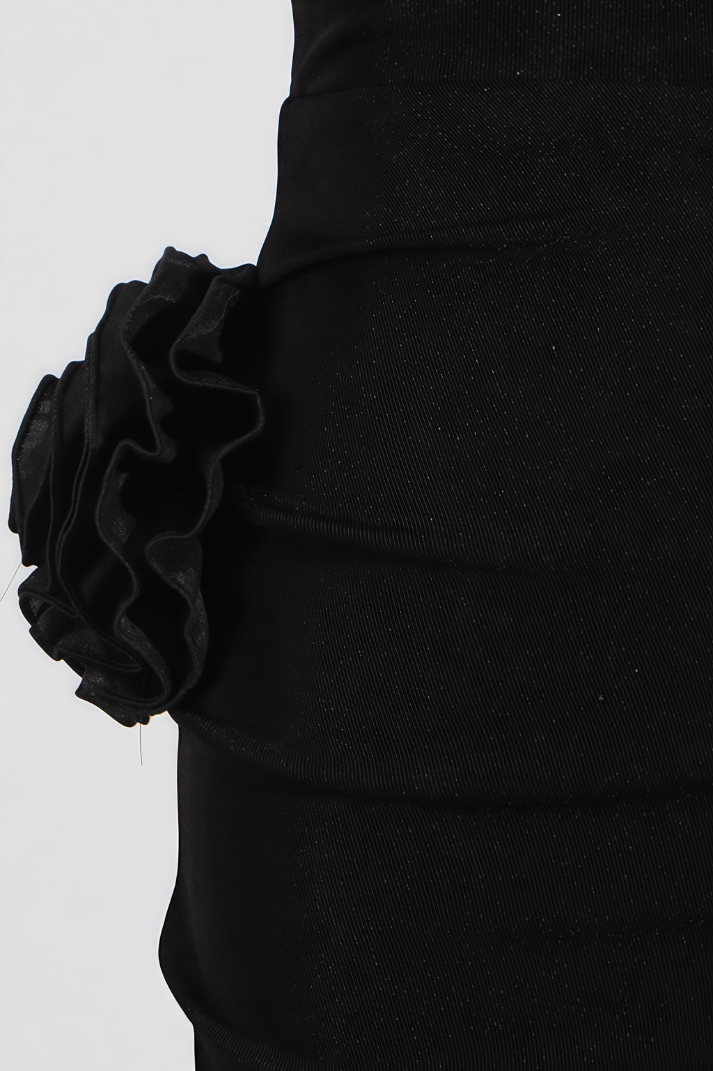 Flowering Girl Women tammy Metal 3D Flower Hooded Midi Dress in black