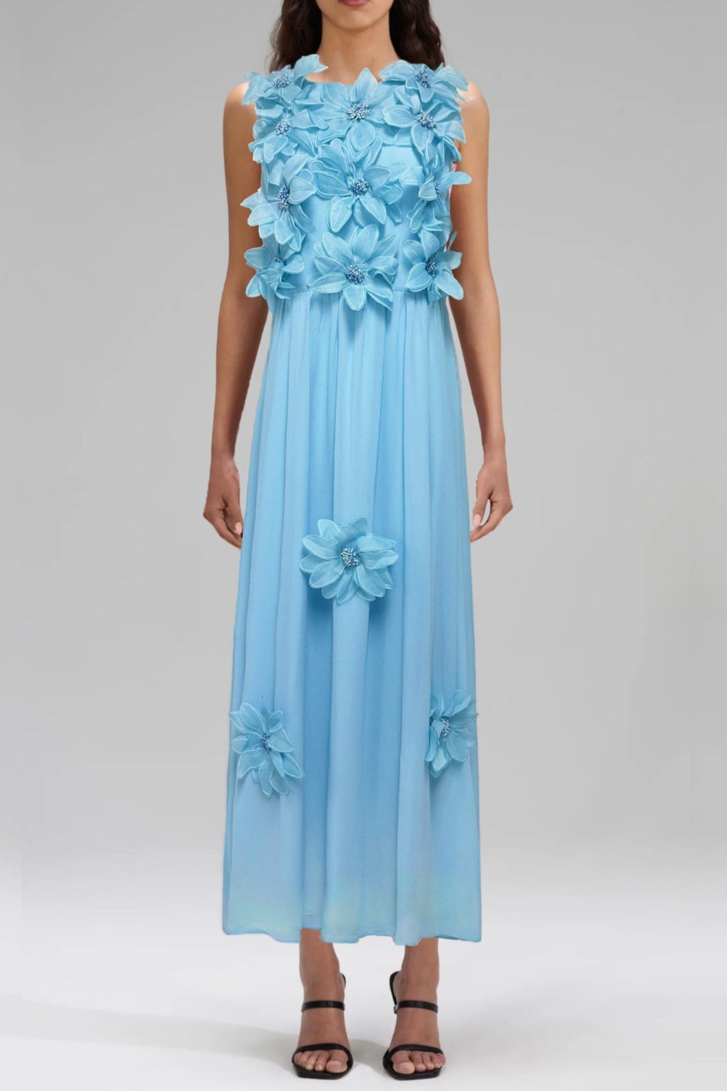 Flowering Girl Women 3d Flower Embellished Sleeveless Maxi Dress In Yellow