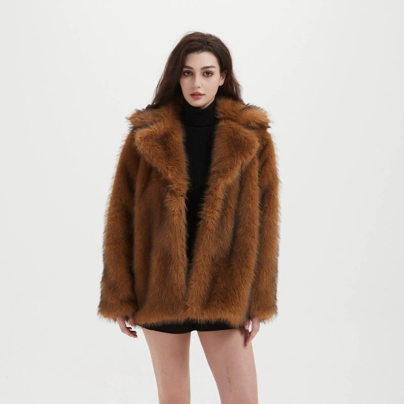 Flowering Girl Women imitation fox fur coat in winter