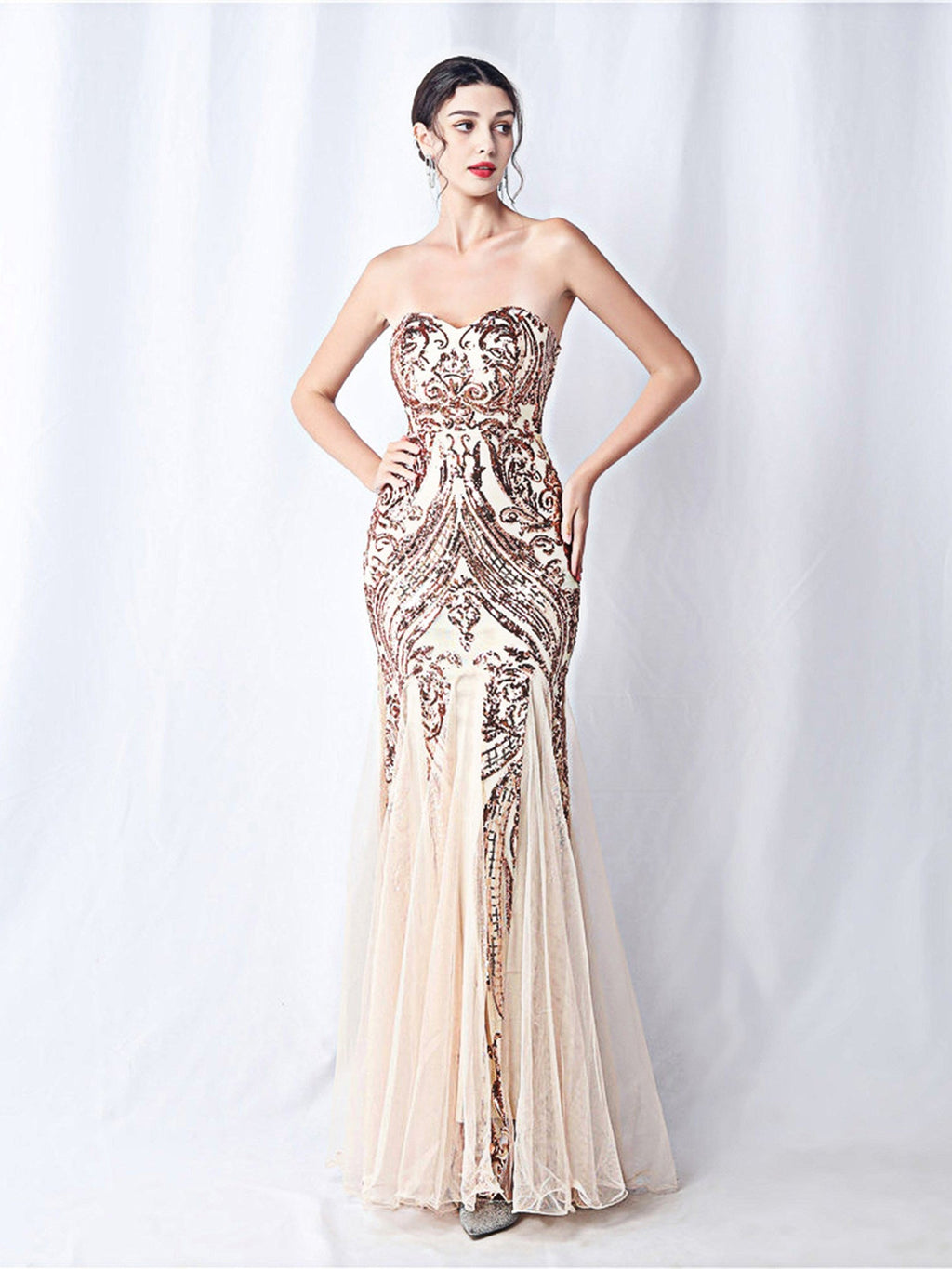 sparkle strapless tulle maxi dress