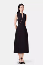 Flowering Girl Women asymmetric collar blazer midi dress in black