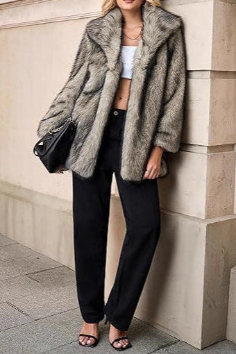 Flowering Girl Women Luxe Faux Fur Mid-Length Blazer Jacket