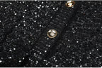Flowering Girl Women sequin knit v-neck cardigan in black