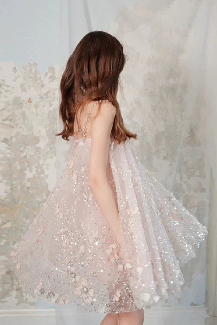 Zola Pink Flower Embroidered Loose doll Party Dress