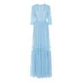 Blue V-Neck Lace Spliced Maxi Dress