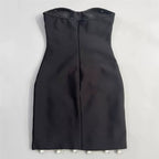 Flowering Girl Women Strapless Pearl Rhinestone Cluster Bodycon Mini Dress