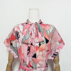 Flowering Girl Women Floral Print Silk Organza Maxi Dress In Pink-Multi
