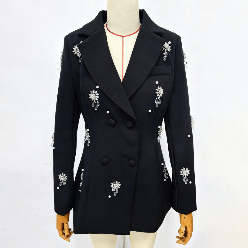 vivien Crystal embellished Blazer in black
