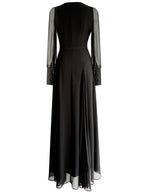 Black V-Neck Long Sleeves Maxi Dress