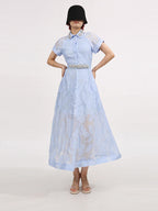 daisy Crystal embellished Midi Dress in blue