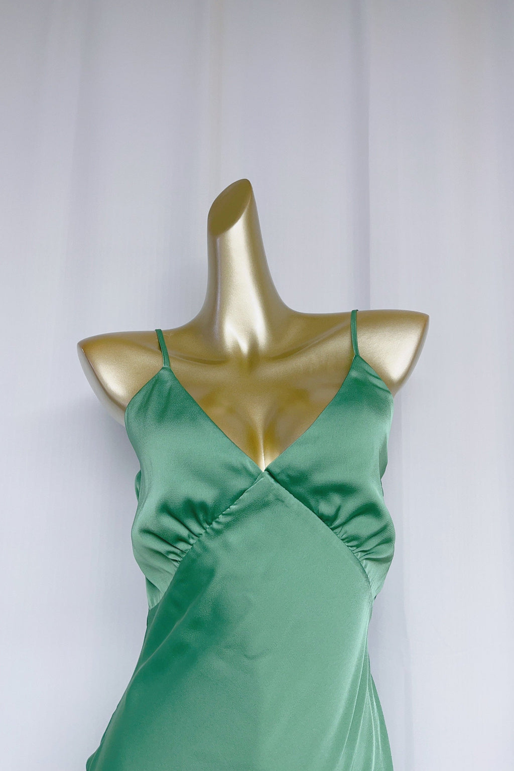 Vida Satin Midi Dress in Juniper Green