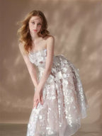 Flowering Girl Women anna crystal floral embroidery midi dress in white
