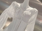 Flowering Girl Women Off Shoulder Sheer Sleeve Corset Ruffle High Low Mini Dress