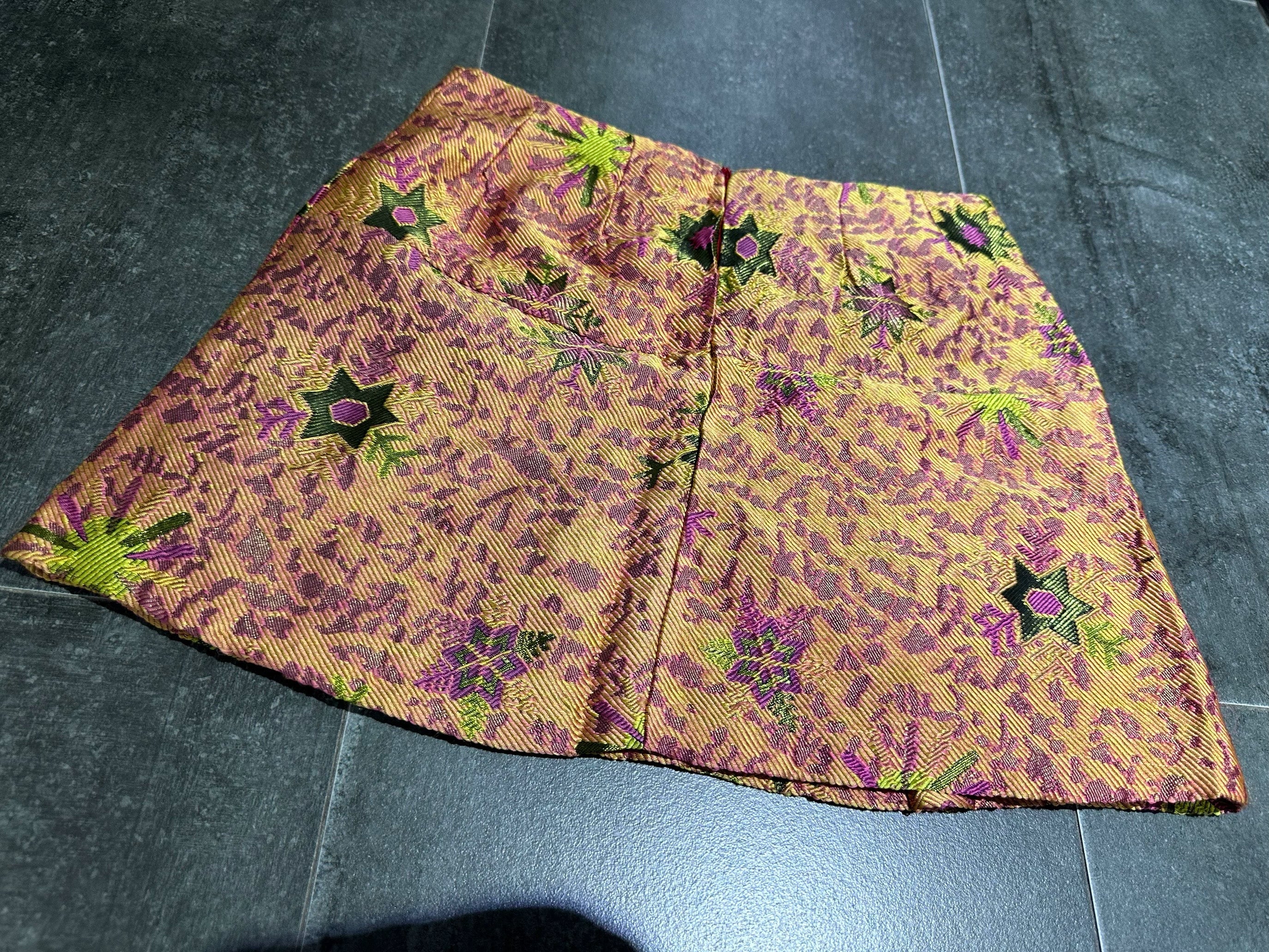 Gold Jacquard Mini Skirt
