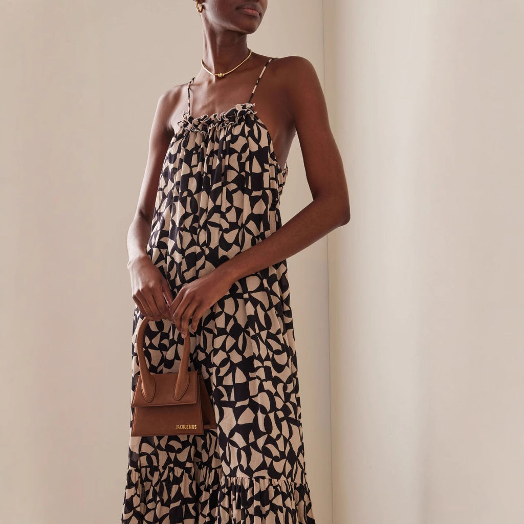 floral Printed backless slip maxi dress