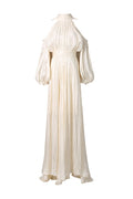 ashley apricot off shoulder pleated puff sleeve maxi dress