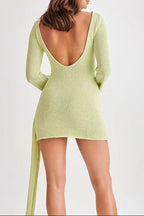 Flowering Girl Women green long sleeve knitted mini dress