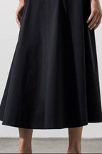 Flowering Girl Women black Puff Sleeve Lace-up Slit Dress