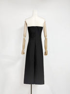 suzanne Appliqué Floral Bustier Maxi Dress in black