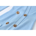 Flowering Girl Women Caroline Knit Metal Bottom Mini Dress In Blue