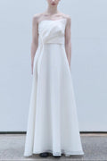 Barbara French Satin Strapless Maxi Dress - White