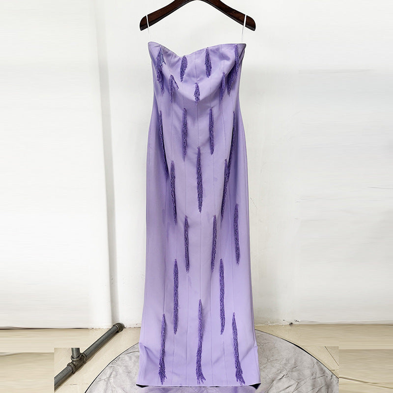 Flowering Girl Women purple embellished off-shoulder maxi dress