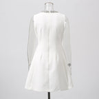 Flowering Girl Women Alyssa Round Neck Diamond Sleeveless Dress In White