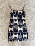Flowering Girl Women Checkered Palm Tree Print Spaghetti Strap Mini Dress