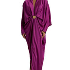 Satin Batwing Sleeve Maxi Kaftan Dress
