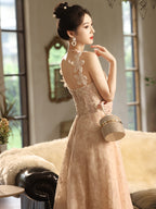 Sabina Apricot French Strapless Minimalist Fairy-Style Evening Gown maxi dress
