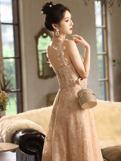 Sabina Apricot French Strapless Minimalist Fairy-Style Evening Gown maxi dress